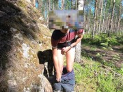 Huge Cumshot in public masturbation