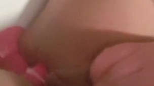BBW slut makes a mess riding suction vibrating dildo then sucks it clean