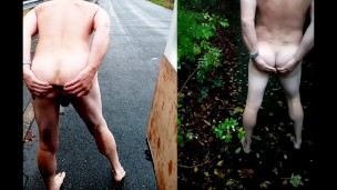 Naked in the road showing my anus
