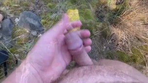 Nude Play & Fuck While Rock Climber Watches Risky Public