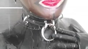Rubberdoll takes a shower