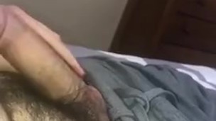 Hairy uncut Latino jacks off