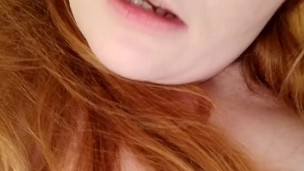 BBW chubby ginger cutie makes herself climax