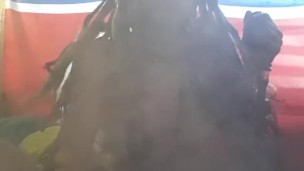 inked latina teen taking fat bong rips