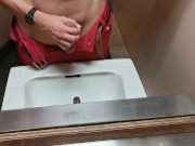 Peeing & Masturbating in Public Bathroom Sink