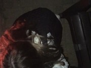 HOT babe riding dick fireside, reverse cowgirl romantic outdoor sex 1/16