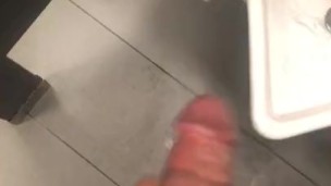 Restroom jerk with big cum