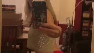 Trying on sexy outfit and touching myself