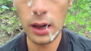 After grindr date I ended like whore outdoor - cum mess on face