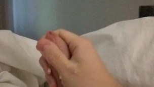 Small hot cock cums in slow motion