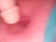 BBW fucks her tight pussy with dildo