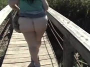 BBW public flashing big ass walking on trails fleshy big Butt - Not HD