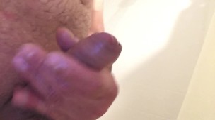 My dick half hard in the shower...