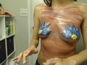 My First Time Body Paiting with Gentle Touch and Romantic Music 13/16