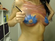 My First Time Body Paiting with Gentle Touch and Romantic Music 9/16