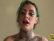 Tied and blindfolded tattooed submissive 12/16