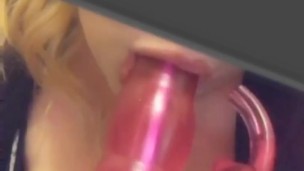 Quick suck on my dildo