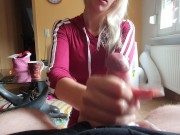 StellaCinderella Handjob Blowjob after fitness milk the cock German 12/16