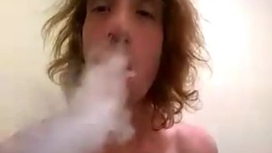 Topless Transgirl Laying Down Some Vape Fog