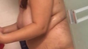 BBW playing with Vaseline ALL over body 