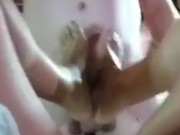 Tiny feet on a big dick, foot job, cum on toes, ball squeezer, foot fetish 1/16