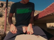 Leaving my cum on a public picnic table