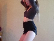 Strip to nude/dance. Skirt & crop top.  4/16