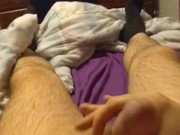 Daddy jerks his hard cock and moans for you (Cumshot)