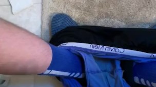 Watch Jason tugg his fat cock wearing Nike elite socks 