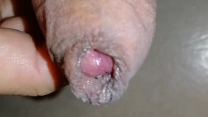 Short foreskin, spit play video, rolling back my foreskin feels so good!