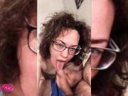 Horny Brunette Blowjob and Masturbate Pussy Dildo after the shower 15/16