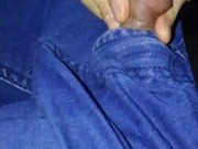 Rubbing my growing cock while driving, slimy penis with lots of foreskin