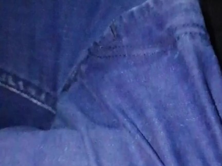 Rubbing my growing cock while driving, slimy penis with lots of foreskin