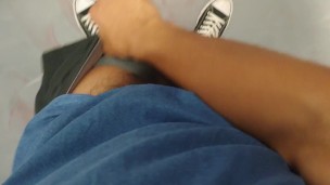 Quick jack off at the gym