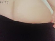 Carlycurvy in a green bra and short black skirt! Playing with pussy!  8/16