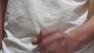 Cumshot at work toilet