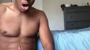 BBC uses vibrator on his gooch while jacking off until he drools
