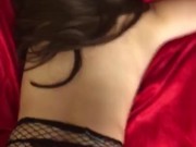 teen cumslut in fishnets tied to the bed  16/16