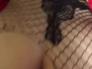 teen cumslut in fishnets tied to the bed  7/16