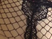 teen cumslut in fishnets tied to the bed  8/16