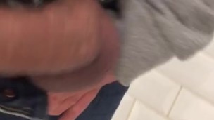 Public urinal teen pulls out uncut dick exposed foreskin admiration