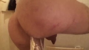 Trans fuck a huge toy pov on camera - part 1