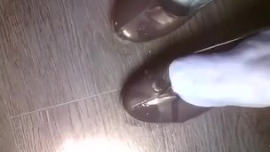 Spit covered shoes