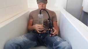 Pissing in a penis pump