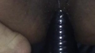 Anal stretching dildo riding at home 