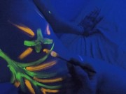 Hot Babe gets an amazing UV Color Paint on Nude Body | Happy Halloween | 9/16