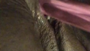 Black Pussy Cums From Toy