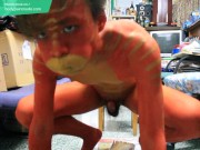 Body paint: I am a homemade red dragon