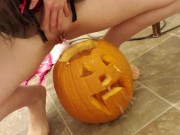 Happy Halloween! Dousing A Jack-o-Lantern Flame With My Piss 14/16