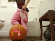 Happy Halloween! Dousing A Jack-o-Lantern Flame With My Piss 6/16